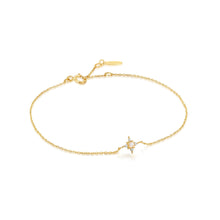 Load image into Gallery viewer, 14kt Gold Opal and White Sapphire Star Bracelet