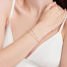 Load image into Gallery viewer, 14kt Gold Turquoise and White Sapphire Bracelet