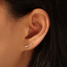 Load image into Gallery viewer, Mona | Baguette Trio White Sapphire Stud Earrings AURELIE GI