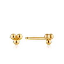 Load image into Gallery viewer, Gold Modern Triple Ball Stud Earrings