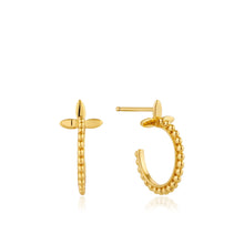 Load image into Gallery viewer, Gold Modern Beaded Hoop Earrings