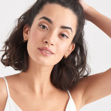 Load image into Gallery viewer, Gold Modern Beaded Hoop Earrings