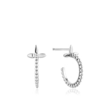 Load image into Gallery viewer, Silver Modern Beaded Hoop Earrings