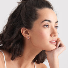 Load image into Gallery viewer, Silver Modern Beaded Hoop Earrings