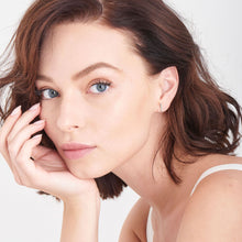 Load image into Gallery viewer, Silver Shimmer Pavé Bar Stud Earrings