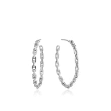 Load image into Gallery viewer, Silver Chain Hoop Earrings