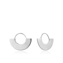 Load image into Gallery viewer, Silver Geometry Fan Hoop Earrings