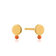 Load image into Gallery viewer, Gold Dotted Disc Stud Earrings