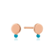 Load image into Gallery viewer, Rose Gold Dotted Disc Stud Earrings