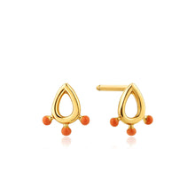 Load image into Gallery viewer, Gold Dotted Raindrop Stud Earrings