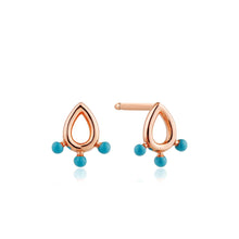 Load image into Gallery viewer, Rose Gold Dotted Raindrop Stud Earrings