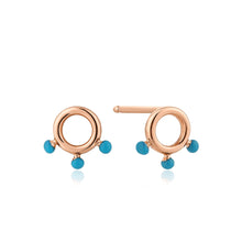 Load image into Gallery viewer, Rose Gold Dotted Circle Stud Earrings