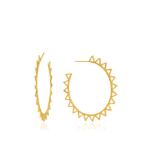 Load image into Gallery viewer, Gold Spike Hoop Earrings