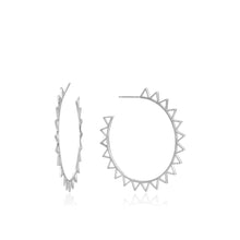 Load image into Gallery viewer, Silver Spike Hoop Earrings