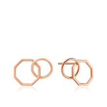 Load image into Gallery viewer, Rose Gold Two Shape Stud Earrings