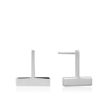 Load image into Gallery viewer, Silver Drop T Bar Stud Earrings