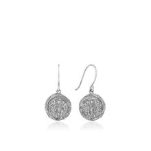 Load image into Gallery viewer, Silver Emblem Hook Earrings