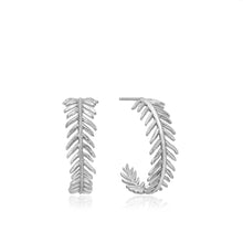 Load image into Gallery viewer, Silver Palm Hoop Earrings