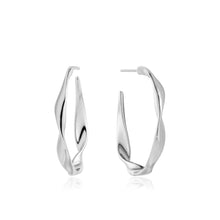 Load image into Gallery viewer, Silver Twist Hoop Earrings