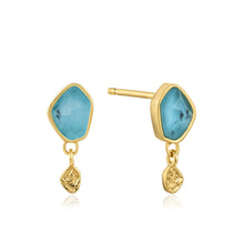 Load image into Gallery viewer, Turquoise Drop Gold Stud Earrings