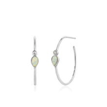 Load image into Gallery viewer, Opal Color Raindrop Silver Hoop Earrings