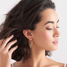 Load image into Gallery viewer, Turquoise Labradorite Gold Hoop Earrings