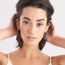 Load image into Gallery viewer, Turquoise Labradorite Silver Hoop Earrings