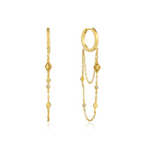 Load image into Gallery viewer, Gold Bohemia Chain Drop Mini Hoops
