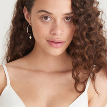 Load image into Gallery viewer, Silver Pearl Hoop Earrings