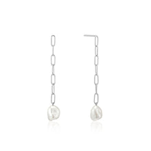 Load image into Gallery viewer, Silver Pearl Chunky Drop Earrings
