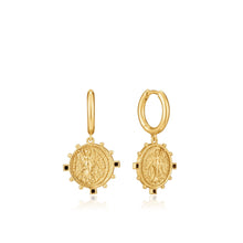 Load image into Gallery viewer, Gold Victory Goddess Mini Hoop Earrings
