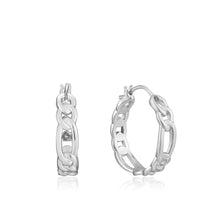Load image into Gallery viewer, Silver Figaro Chain Hoop Earrings