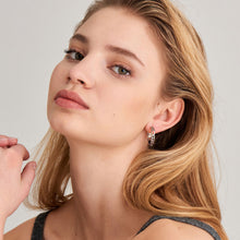 Load image into Gallery viewer, Silver Figaro Chain Hoop Earrings