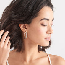 Load image into Gallery viewer, Silver Curb Chain Hoop Earrings