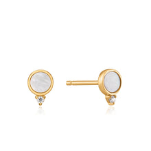 Load image into Gallery viewer, Gold Mother Of Pearl Stud Earrings