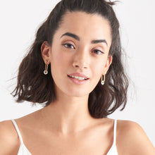 Load image into Gallery viewer, Gold Mother Of Pearl Disc Hoop Earrings