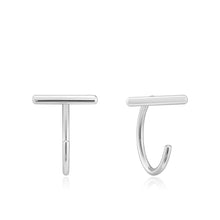 Load image into Gallery viewer, Silver T-Bar Twist Earrings