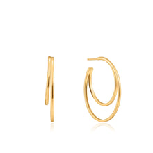 Load image into Gallery viewer, Gold Crescent Hoop Earrings