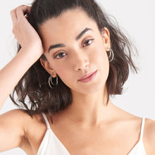 Load image into Gallery viewer, Silver Crescent Hoop Earrings