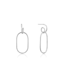 Load image into Gallery viewer, Silver Spiral Oval Hoop Earrings