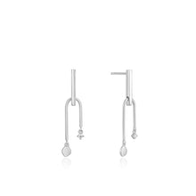 Load image into Gallery viewer, Silver Double Drop Stud Earrings