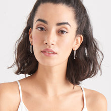 Load image into Gallery viewer, Silver Double Drop Stud Earrings