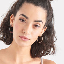 Load image into Gallery viewer, Silver Flat Beaded Hoop Earrings