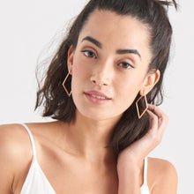 Load image into Gallery viewer, Gold Textured Diamond Hoop Earrings