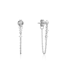 Load image into Gallery viewer, Silver Spike Chain Stud Earrings