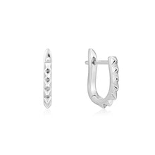 Load image into Gallery viewer, Silver Spike Huggie Hoop Earrings