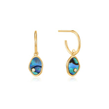 Load image into Gallery viewer, Gold Tidal Abalone Mini Hoop Earrings