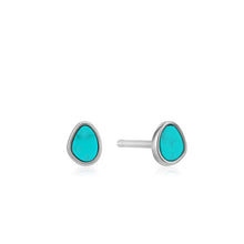 Load image into Gallery viewer, Silver Tidal Turquoise Stud Earrings