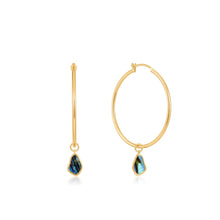 Load image into Gallery viewer, Gold Tidal Abalone Drop Hoop Earrings