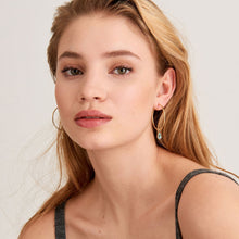 Load image into Gallery viewer, Gold Tidal Abalone Drop Hoop Earrings